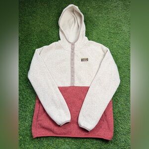 LL Bean Women’s Small Hooded Fleece Pullover Colorblock Anorak Sweatshirt